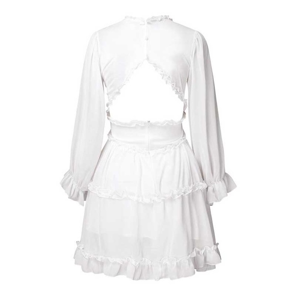 floral v neck open back boho ruffle dress - Picture 8 of 16